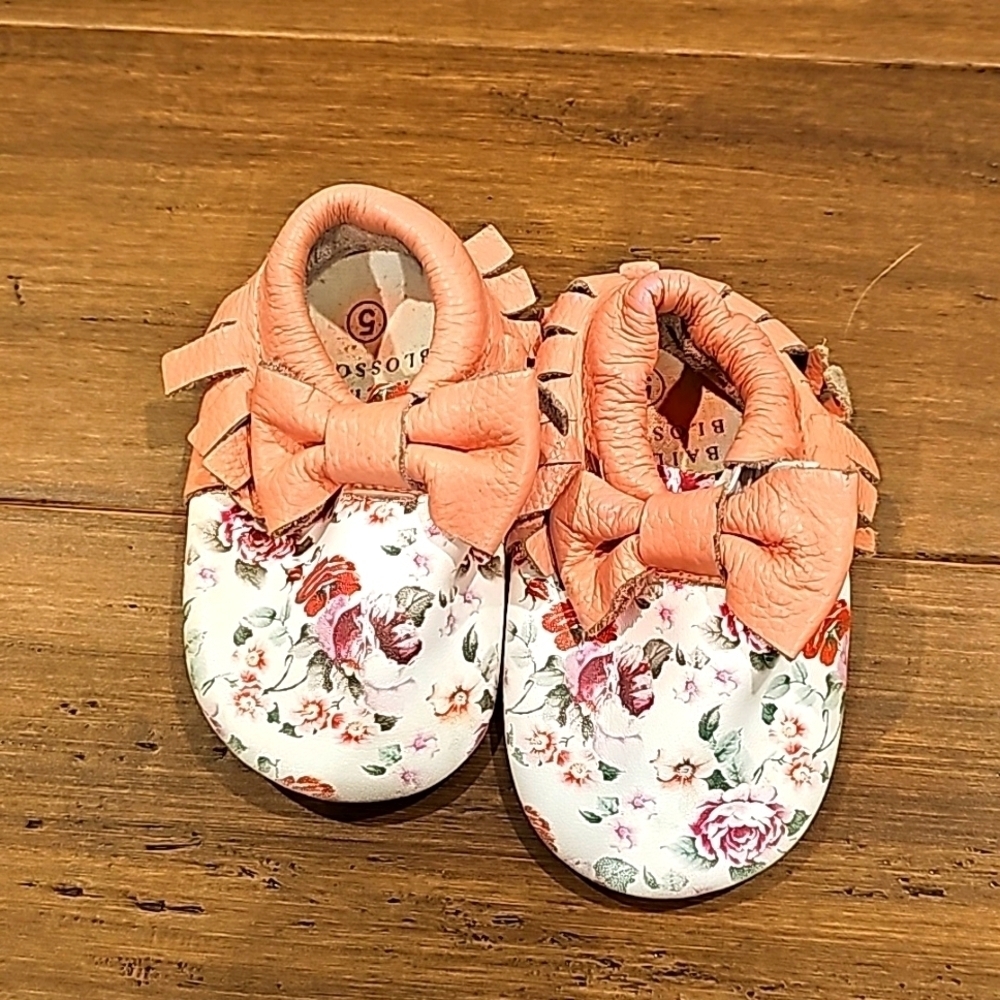 Floral Baby Leather Moccasins